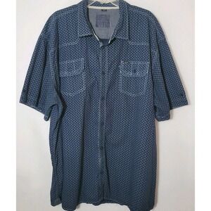 Buffalo David Bitton Mens 4XL Blue Micro Floral Button Up Short Sleeve Cotton